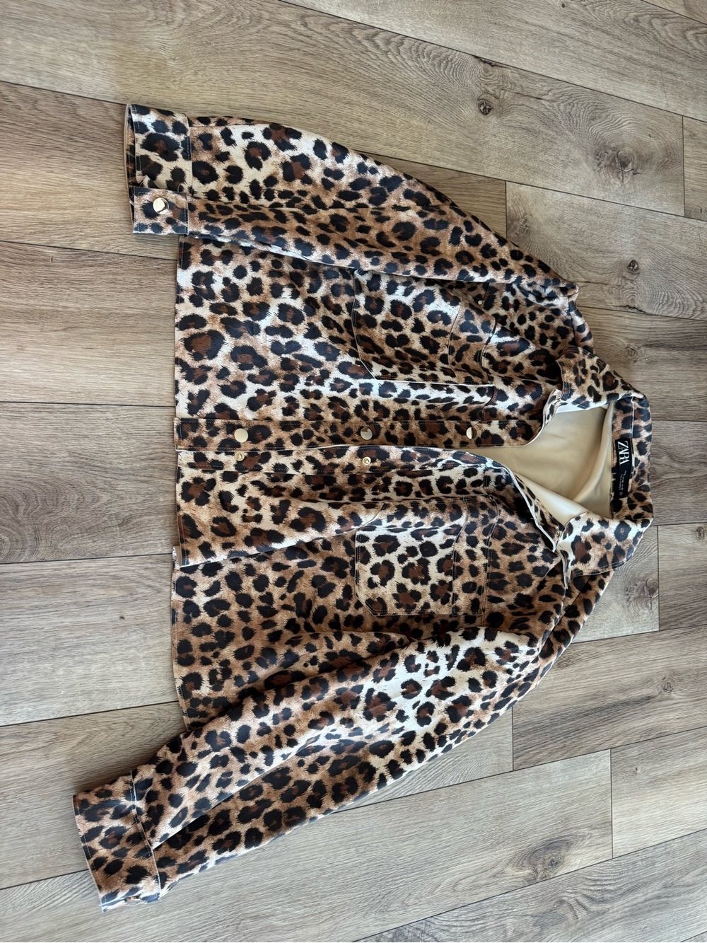 Zara Leopard-Print Faux Leather Jacket - Brown & Black